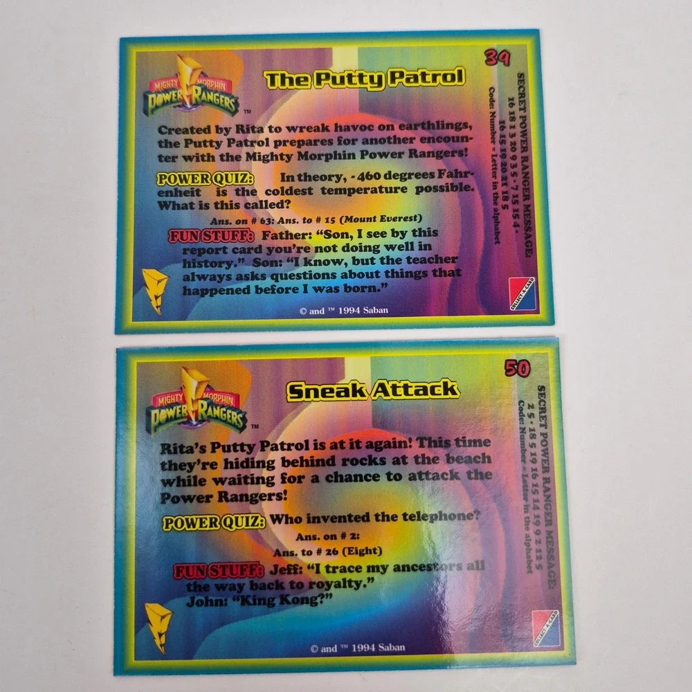1994 Mighty Morphin Power Rangers Villians Cards Goldar Rita Putty Patrol